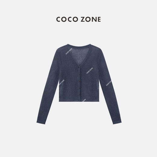 COCO ZONE 夏季V领单排扣针织衫百搭长袖上衣CC1B1245 商品图0