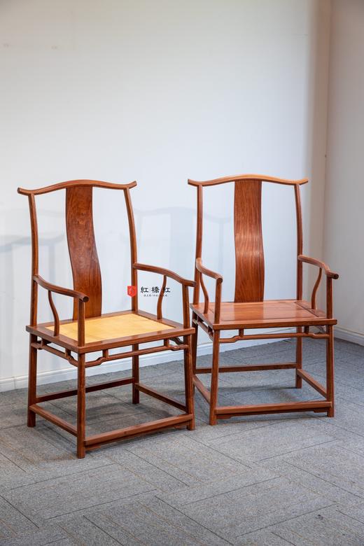 红桥红  家具严选  缅甸花梨（大果紫檀）【经典 四出头八角 官帽椅 板面/藤面】 商品图1