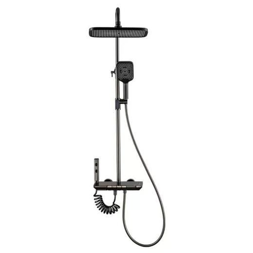 海尔调温四功能按键数显款淋浴花洒 大按键 滑套四功能钢琴按键+智能数显+灯 6422枪灰色/6421银色 商品图14