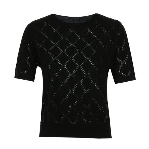 EITIE爱特爱夏季新款舒适轻薄透气修身显瘦菱形短袖针织衫B2401322 商品图10