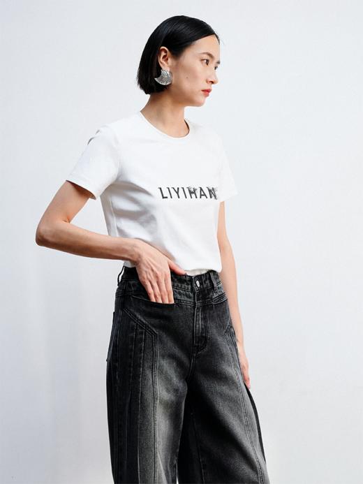 LIYIHAN设计师品牌 2024春夏新款原创简约LOGO印花T恤上衣 商品图2