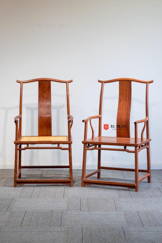 红桥红  家具严选  缅甸花梨（大果紫檀）【经典 四出头八角 官帽椅 板面/藤面】 商品图0