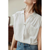 HeyDress一粒扣衬衫女夏季法式复古翻领落肩短袖衬衣通勤短款上衣 商品缩略图1
