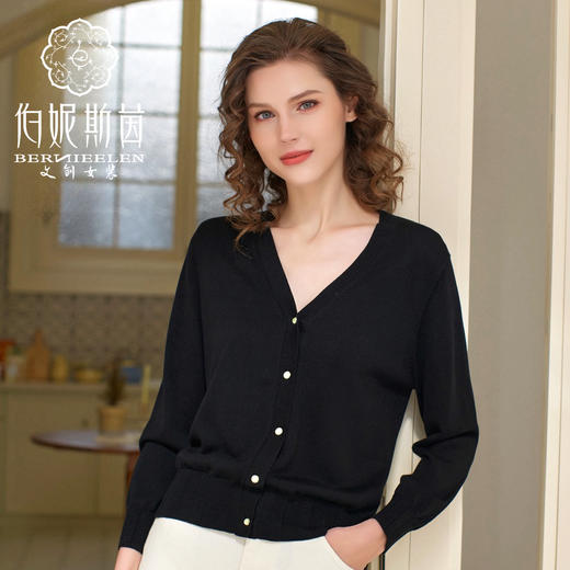 秋香色、漆黑色针织衫HJ1EA06 商品图0