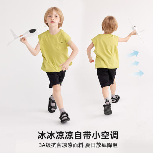 【100元任选5件】【抗菌速干】儿童凉感字母印花无袖T恤PXB2303 商品图1