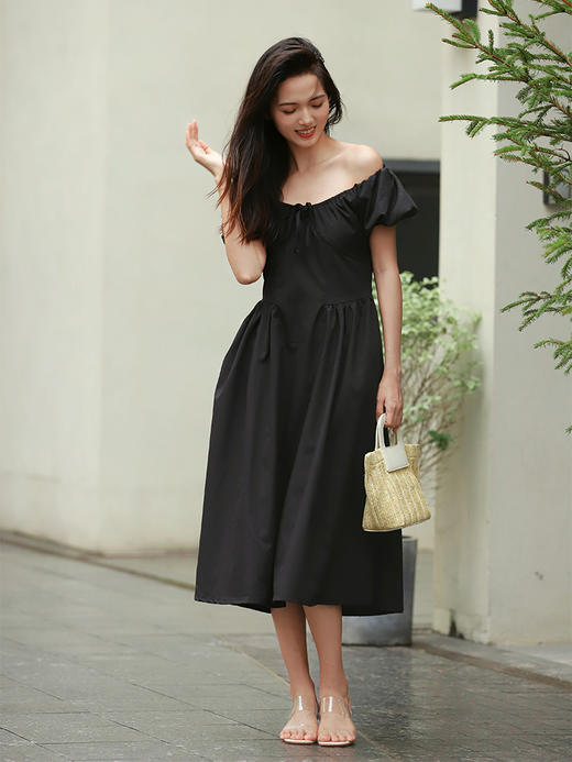 AVANN赫本美学大V领收腰茶歇连衣裙514 商品图1