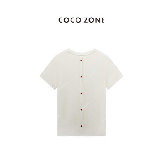 COCO ZONE'扣子T"夏季圆领短袖T恤后背纽扣百搭上衣CC2B0883 商品图1