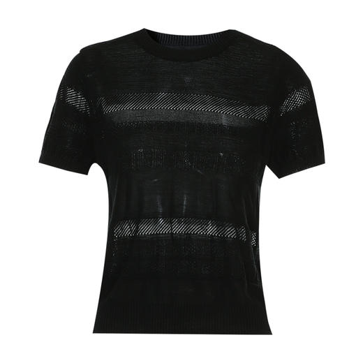 EITIE爱特爱夏季新款舒适弹力修身短袖薄款镂空针织衫上衣B2401320 商品图10