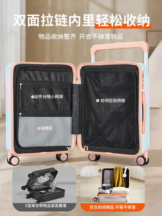 源自德国品牌【USB充电口，送箱套】德国朗客宽拉杆20寸学生行李箱登机密码箱子男新款22寸大容量旅 行皮箱24 商品图3