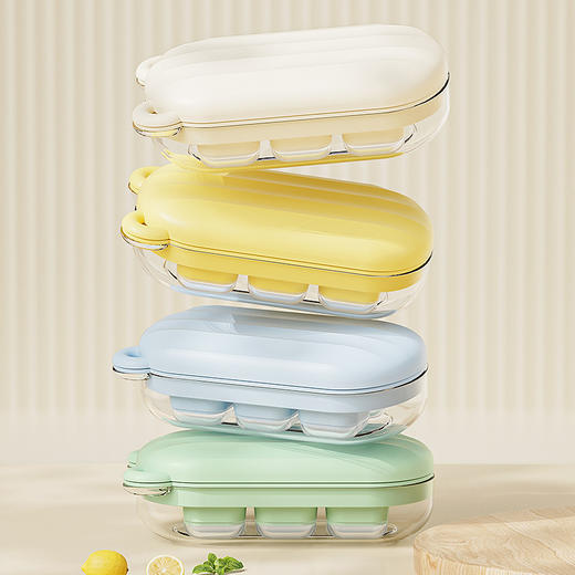 「9.9元包邮！创意高颜值」新款小熊按压冰格硅胶冰块模具 6格制冰盒家用带盖方形冰模储冰盒餐饮用具 商品图2