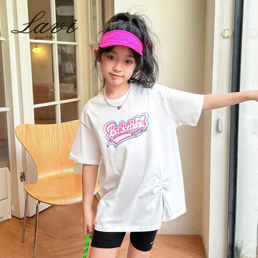 【清仓捡漏】【130-140】【LAVI】女童短袖T恤夏季中大童纯色t恤宽松 商品图1