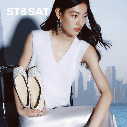 星期六优雅金属方头闪钻平底鞋SSD1111280 商品图4