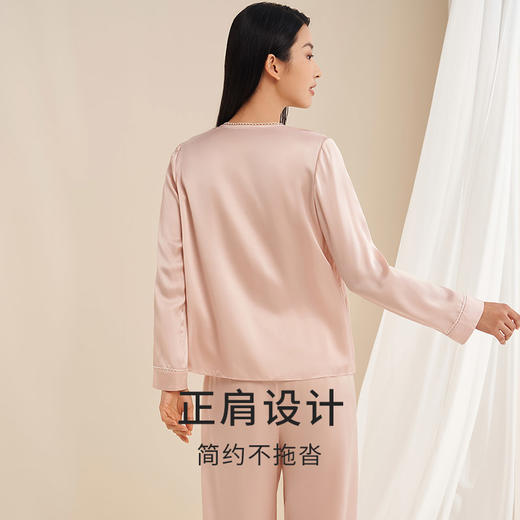 重磅真丝睡衣100%桑蚕丝精致小香风家居服长袖长裤衣裤套金三塔  YSFEB204 商品图3