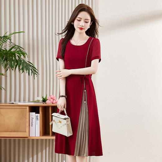 HR WY82259气质时尚优雅拼接撞色A字透气连衣裙 商品图2