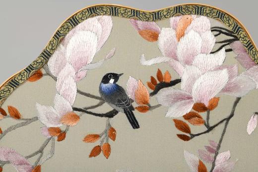 蜀绣双面宫扇-鸟落玉兰图 商品图4