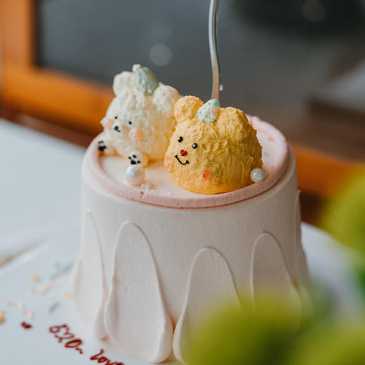 烤爱·生日蛋糕系列·呆萌熊与小白熊手绘·多口味可选·可爱聚会生日节日【仅限深圳同城配送】 商品图1