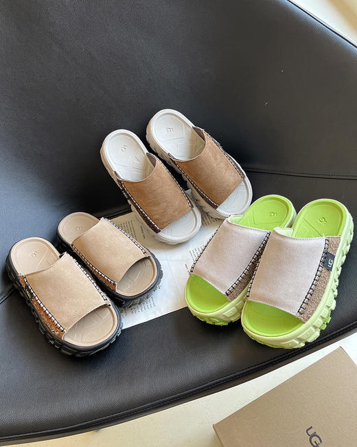 现货 THS 5.18-无 UG家 女士 巨轻便反绒皮厚底轮胎鞋 3色 BZ1178 商品图4