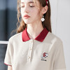 欧芮儿2019夏装新款学院风短袖刺绣连衣裙女中长款polo衫A字裙 商品缩略图2