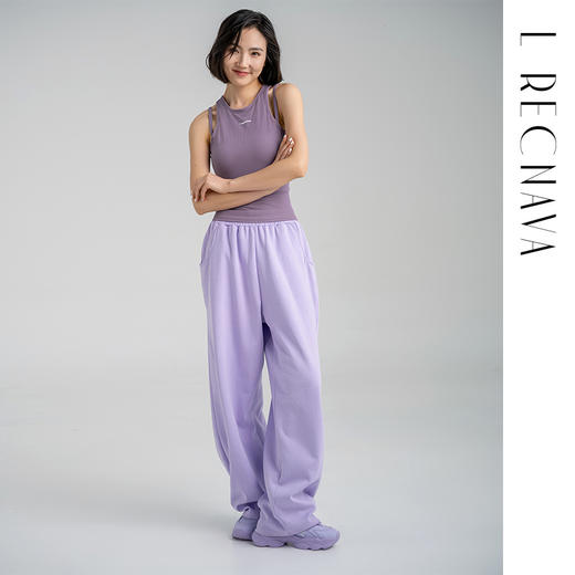 【螺纹肌理】带胸垫一体杯背心假两件运动无袖上衣 商品图2