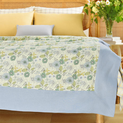 田园雏菊系列亚麻夏凉被空调盖毯简约纯棉亚麻床品 商品图3
