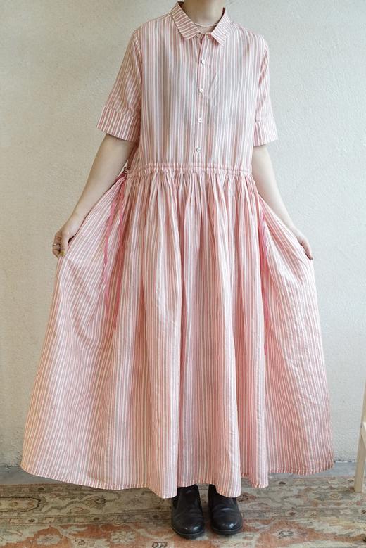 MAKU textiles｜真丝条纹衬衫领连衣裙 商品图11