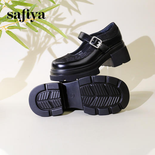 Safiya/索菲娅2024新中式国风厚底粗跟玛丽珍小皮鞋 SF43111406 商品图8