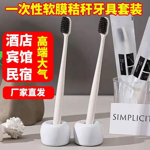 一次性牙刷牙膏套装家用待客竹炭软毛宾馆酒店洗漱用品独立包装 商品图2