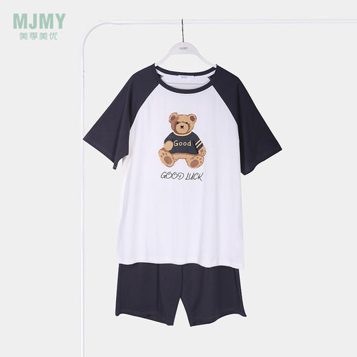 美季美优男士插肩袖小熊短袖套装J426306 商品图0