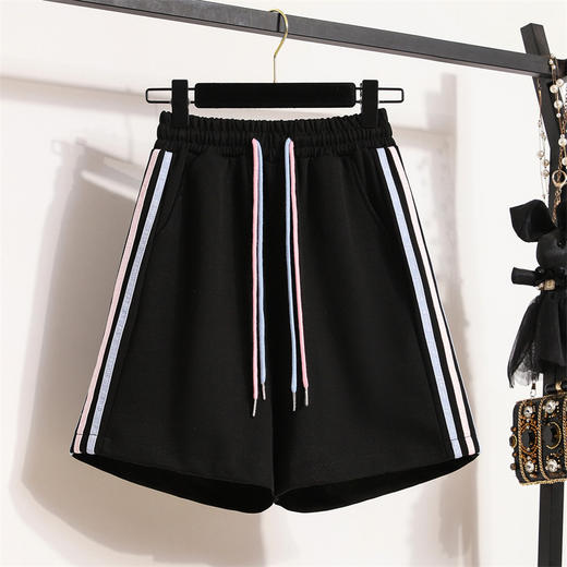 「三款配色！立体显瘦」夏季2024新款运动休闲短裤 女好搭阔腿宽松大码五分裤女中裤ins潮下装 商品图2