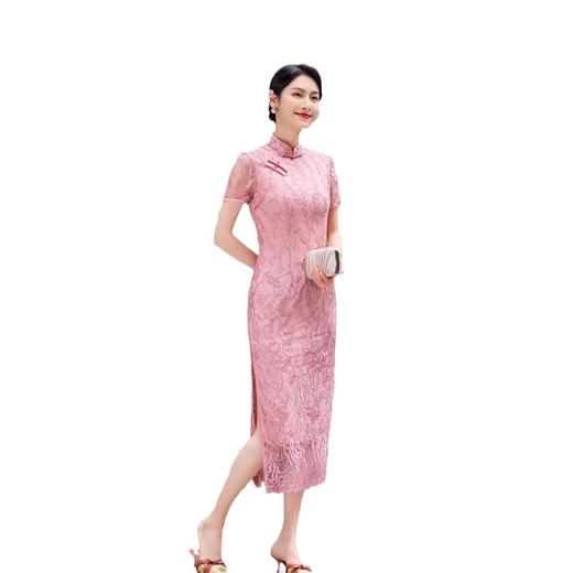 新中式国风改良日常旗袍连衣裙，夏款立体绣花蕾丝长裙高级XS-K666 商品图4