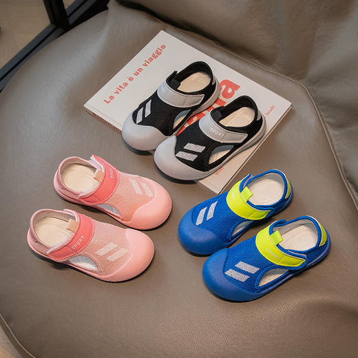 【集经典时尚于一身，任何百变造型都能搞定！】2024新款夏季童鞋 凉鞋包头沙滩鞋 男女童魔术贴 宝宝鞋学步鞋-QQ 商品图0