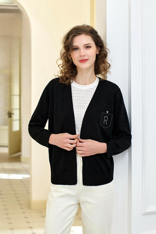 胭脂色、漆黑色针织衫HJ1EA07 商品图0