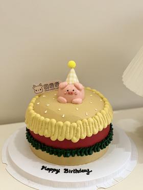 小猪汉堡包翻糖 定制 