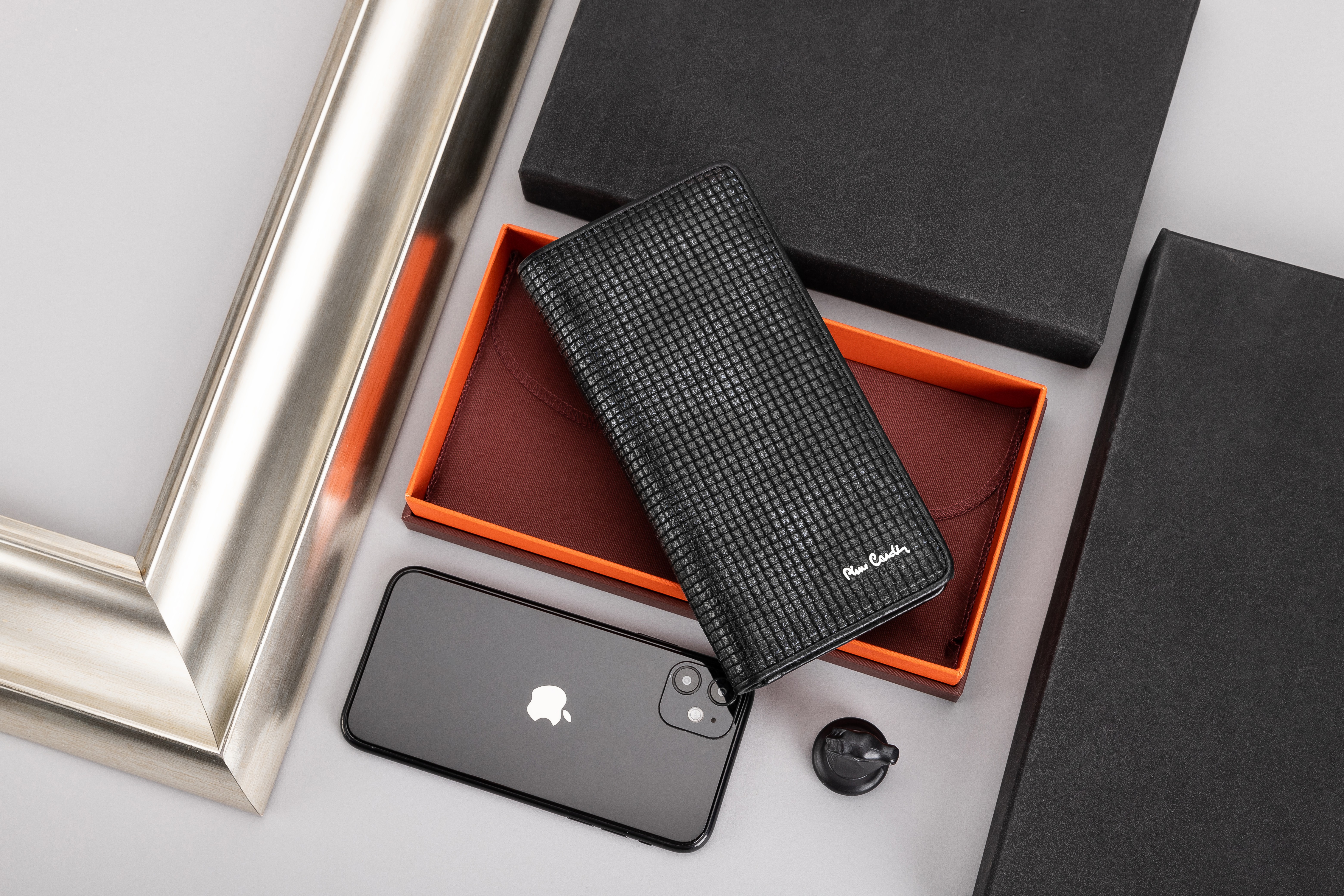 皮尔卡丹“融合·新生系列”男士编织纹长款钱包