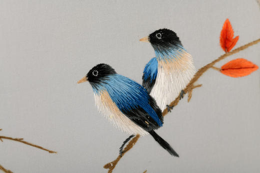 蜀绣双面宫扇-红叶双雀 商品图3