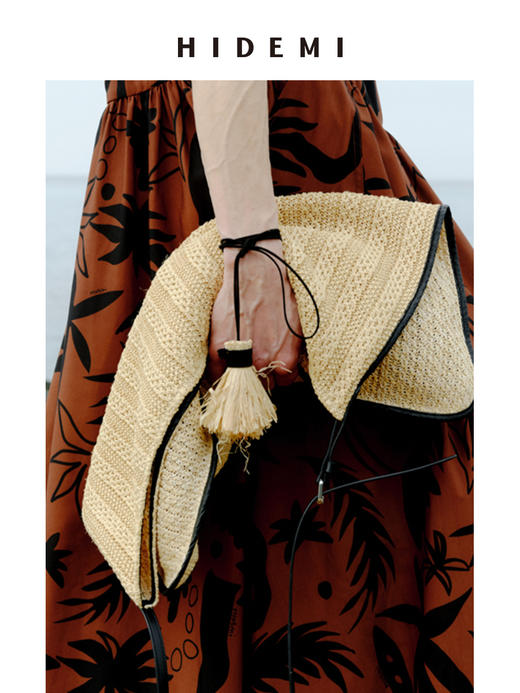 HIDEMI度假系列“棕榈树下”草绳串珠手工设计感流苏挂件项链 商品图6