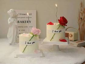 情侣简约鲜花款蛋糕