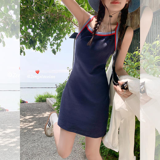 <曾小咸推荐>新品最最最后一波现货！卖完下架不再补！微信粉丝打折价！【韩系甜美范】藏蓝色连衣裙 日常119.99 立减50 秒杀69.99！！ 商品图3