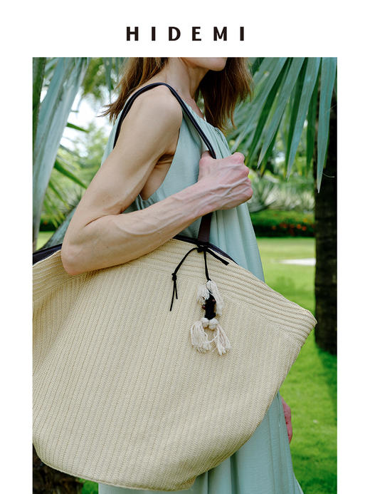 HIDEMI度假系列“棕榈娃娃”麻绳串珠手工设计感可调节皮绳项链 商品图6