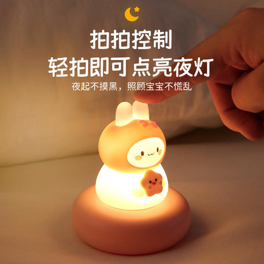 【为宝宝而生，温暖陪伴每一个夜晚~】萌宠伴睡小夜灯 儿童卧室USB充电 拍拍感应灯 LED卡通婴儿喂奶床头灯-QQ 商品图4