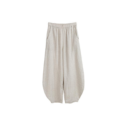 绽放旅行女装349朵/设计感拼接线条高端质感亚麻宽松阔腿灯笼裤 商品图4