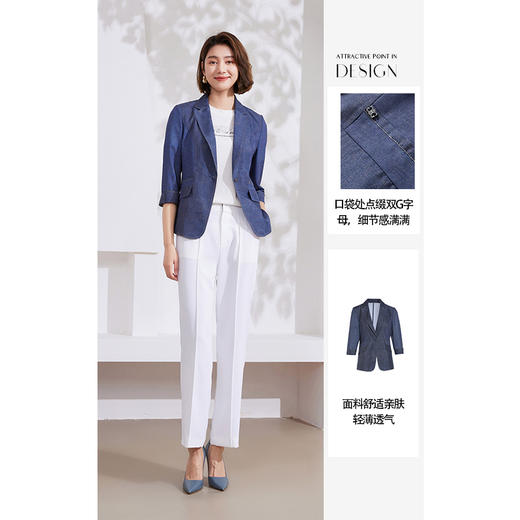 乔万尼100%桑蚕丝短外套夏新品精致感小西装EM2B798 商品图3