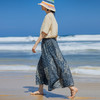 绽放旅行女装339朵/蓝染印花亚麻复古文艺半裙清凉透气海边度假裙 商品缩略图1
