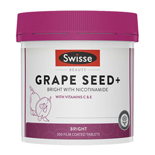 【保税】澳洲swisse 葡萄籽精华/烟酰胺葡萄籽精华 180粒/300粒女性美容养颜保健品葡萄籽粉胶囊片 提亮肤色 焕发光芒 商品图0
