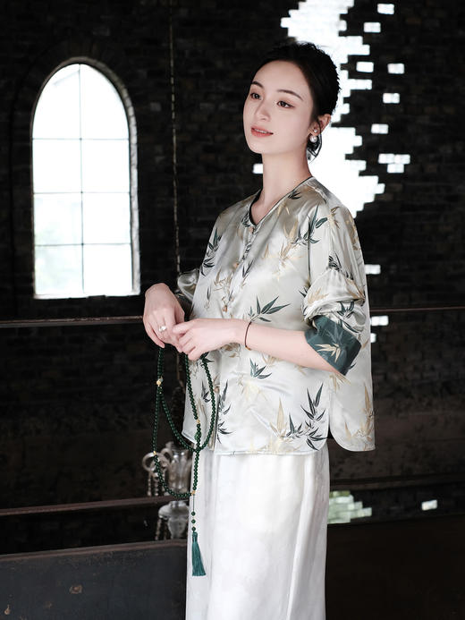 瑕疵|盛唐婧 |真丝宋锦竹之韵上衣[特价品](特殊商品不退不换) 商品图1