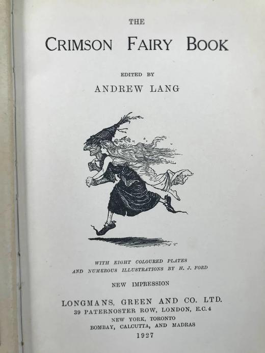 1927年 安德鲁·朗格《绯色童话书》 8幅彩色与大量黑白插图 漆布精装32开 商品图3