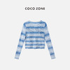 COCO ZONE"多瑙河"2024早春时尚设计感渐变条纹圆领长袖针织衫CC1A0552 商品缩略图1