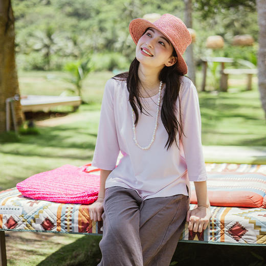 绽放旅行女装347朵/萃取艾草分子抗菌驱蚊棉亲肤宽松短袖T恤上衣 商品图1
