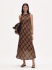 shyshystill/shy202304009/棕色格子复古抗皱显瘦无袖简单经典连衣裙 商品缩略图1