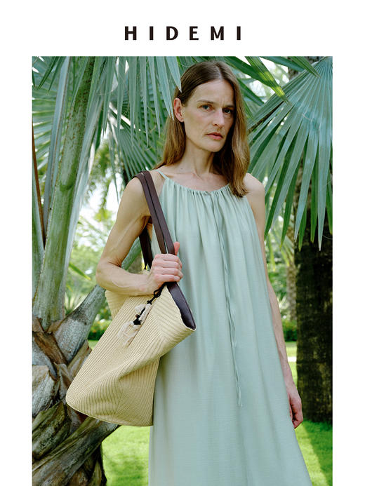 HIDEMI度假系列草编拼皮VASE TOTE艺术感花瓶手提肩背多用式托特包 商品图2